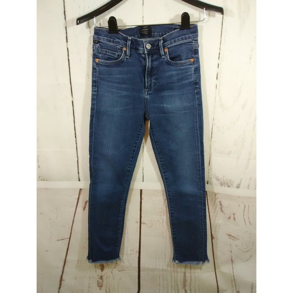 Citizens of Humanity Jeans Womens 25 Blue‎ Rocket Crop High Rise Skinny Frayed